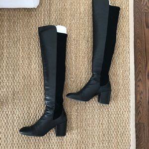 Stuart Weitzman 50/50 Over the knee boots, 5050 black leather stretch, 8.5 M